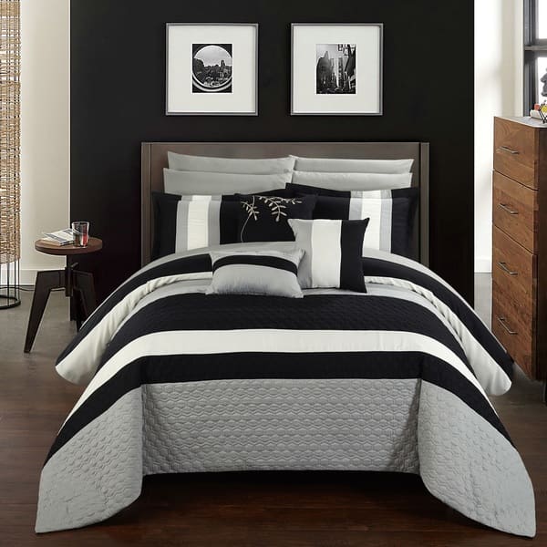 Shop Chic Home 10 Piece Jared Bed In A Bag Black Comforter