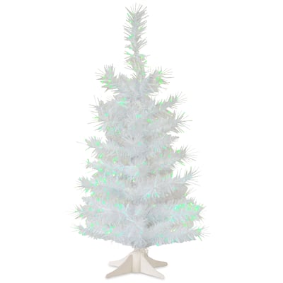 National Tree Company 2 ft. White Iridescent Tinsel Tree