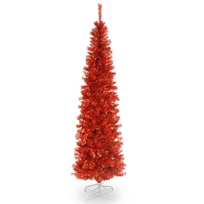 National Tree Company 6 ft. Red Tinsel Tree - 6 Foot