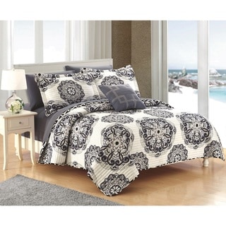 Chic Home 4-Piece Miranda Black Quilt Set - Bed Bath & Beyond - 12830492