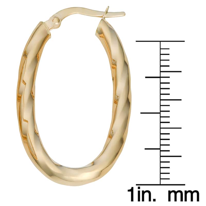 Fremada Italian 14k Yellow Gold High Polish Twist Oval Hoop Earrings