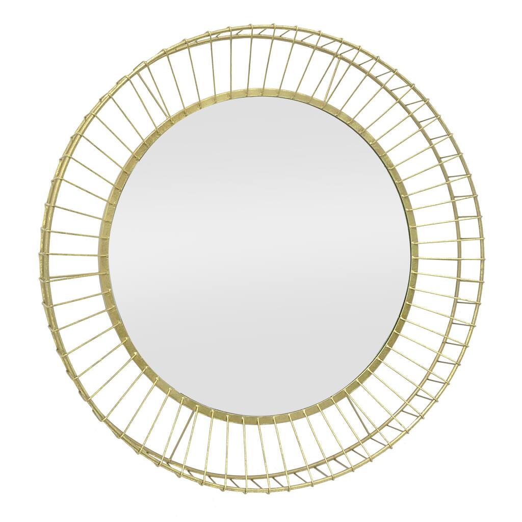 Three Hands Gold Metal-framed Decorative Wall Mirror