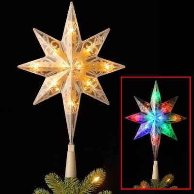 Dual Color Battery Operated LED Lights 11-inch Tree Top Star
