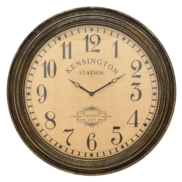 Three Hands Brown Wall Clock with Kensington Station Clock Face