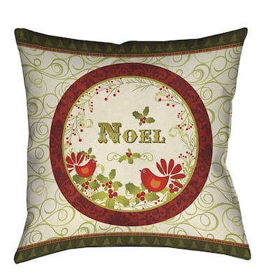 Laural Home Noel Holiday Red/Green/Off-white Polyester 18-inch Decorative Pillow
