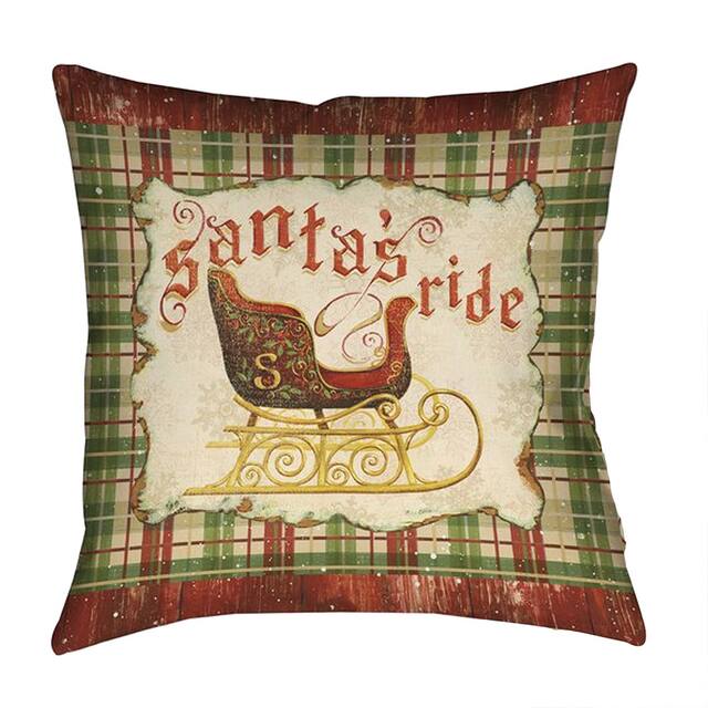 Laural Home Red/Green Polyester 18-inch Santa's Sleigh Decorative Pillow