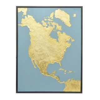 Three Hands Gold Map Painting Framed- Oil On Canvas - Bed Bath & Beyond ...