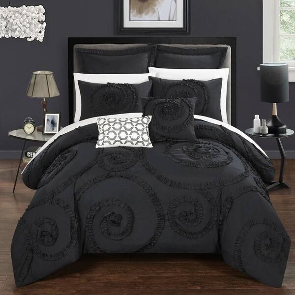 Shop Chic Home 7 Piece Rosamond Black Comforter Set Free
