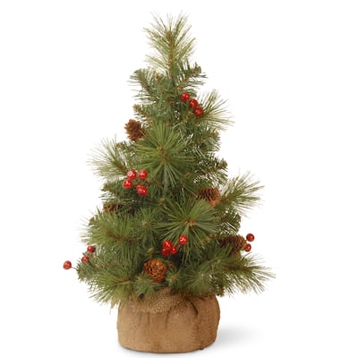 National Tree Company 18 in. Everyday Collection Cone and Berry Miniature Artificial Pine Tree