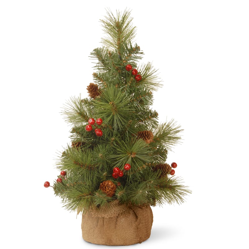 National Tree Company 18 in. Everyday Collection Cone and Berry Miniature Artificial Pine Tree