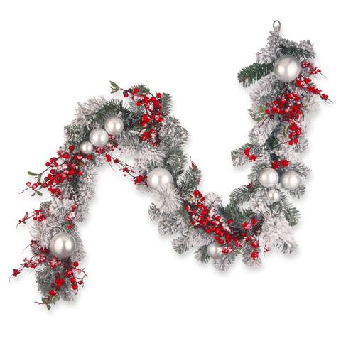 National Tree Company 6' Holiday Christmas Decorative Garland with Red and White Ornament