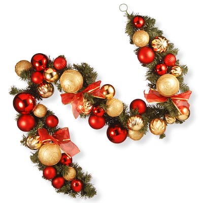 National Tree Company 6' Red and Green Ornament Christmas Decorative Garland