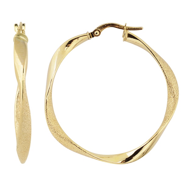 Shop Fremada Italian 14k Yellow Gold 3x30-mm Twisted Round Hoop Earrings - On Sale - Free ...