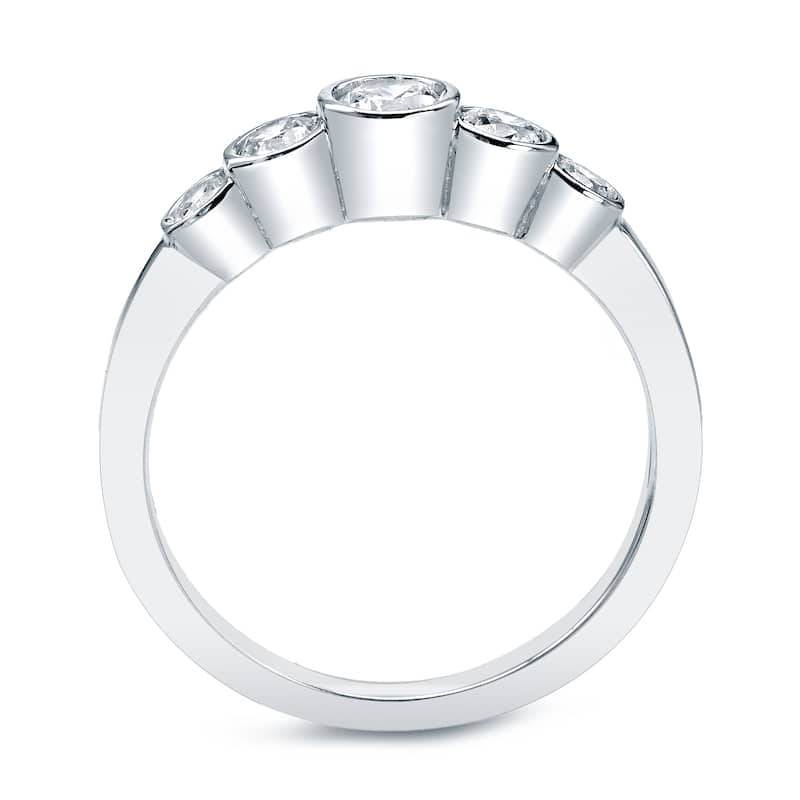 Auriya Platinum 1/2ct TDW Stackable 5-Stone Bezel Diamond Wedding Band
