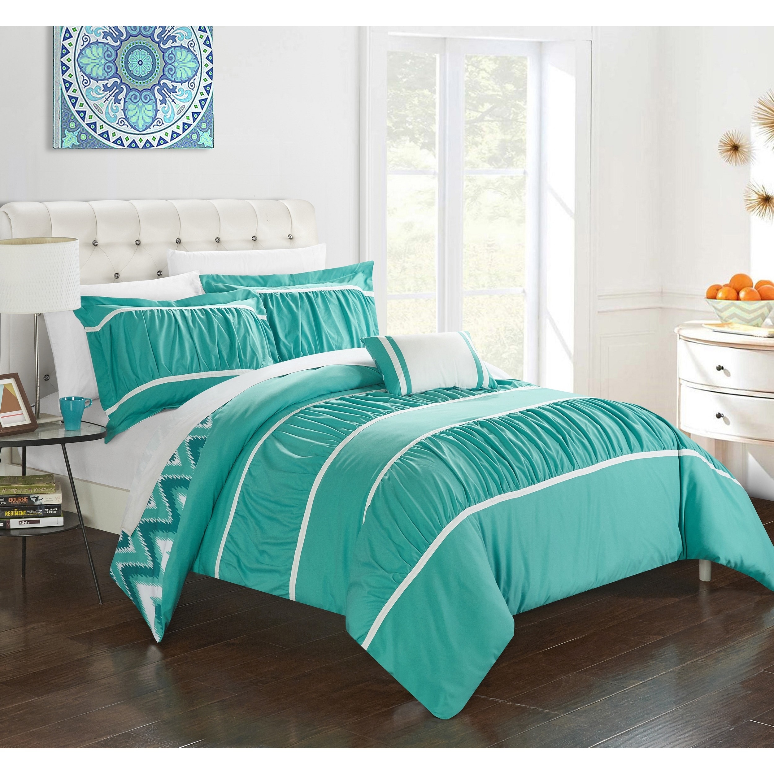 Shop Chic Home 4 Piece Brooks Turquoise Comforter Set On Sale