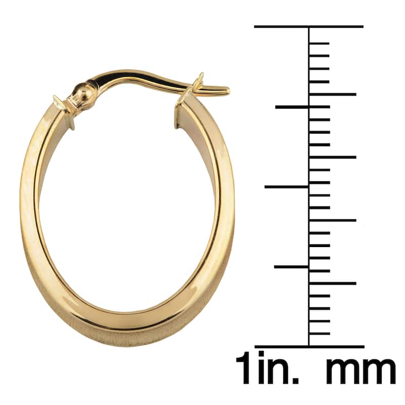 Fremada Italian 14k Yellow Gold High Polish and Satin Finish Oval Hoop
