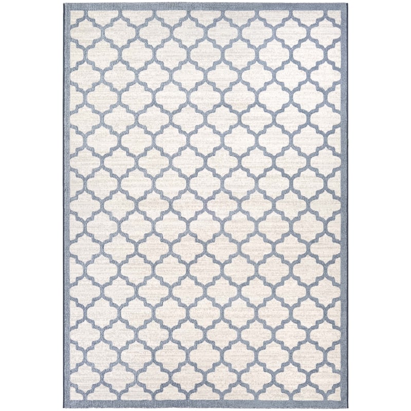 Sundance Quatrefoil Cream- Slate Blue Area Rug