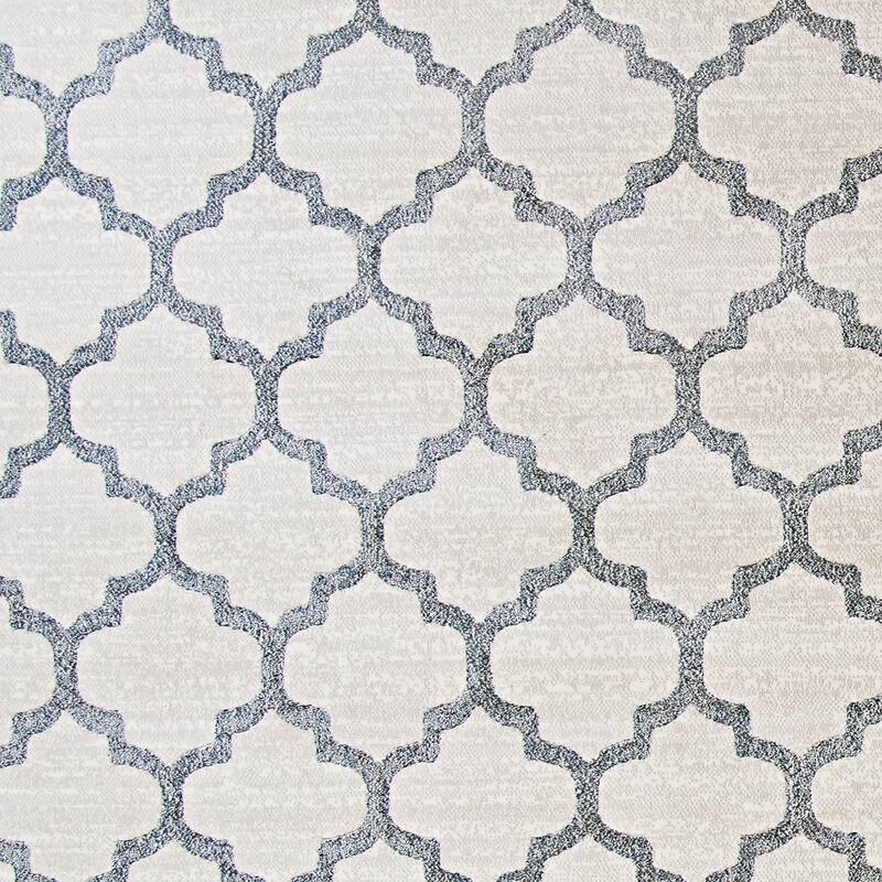 Sundance Quatrefoil Cream- Slate Blue Area Rug