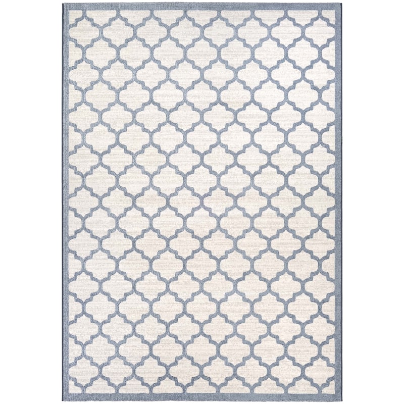 Sundance Quatrefoil Cream- Slate Blue Area Rug