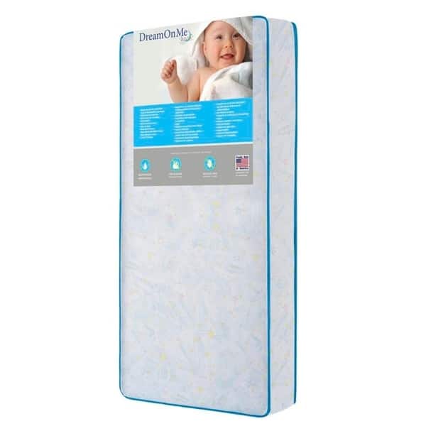 slide 2 of 7, Dream On Me Twinkle Stars 117 Coil Crib and Toddler Mattress