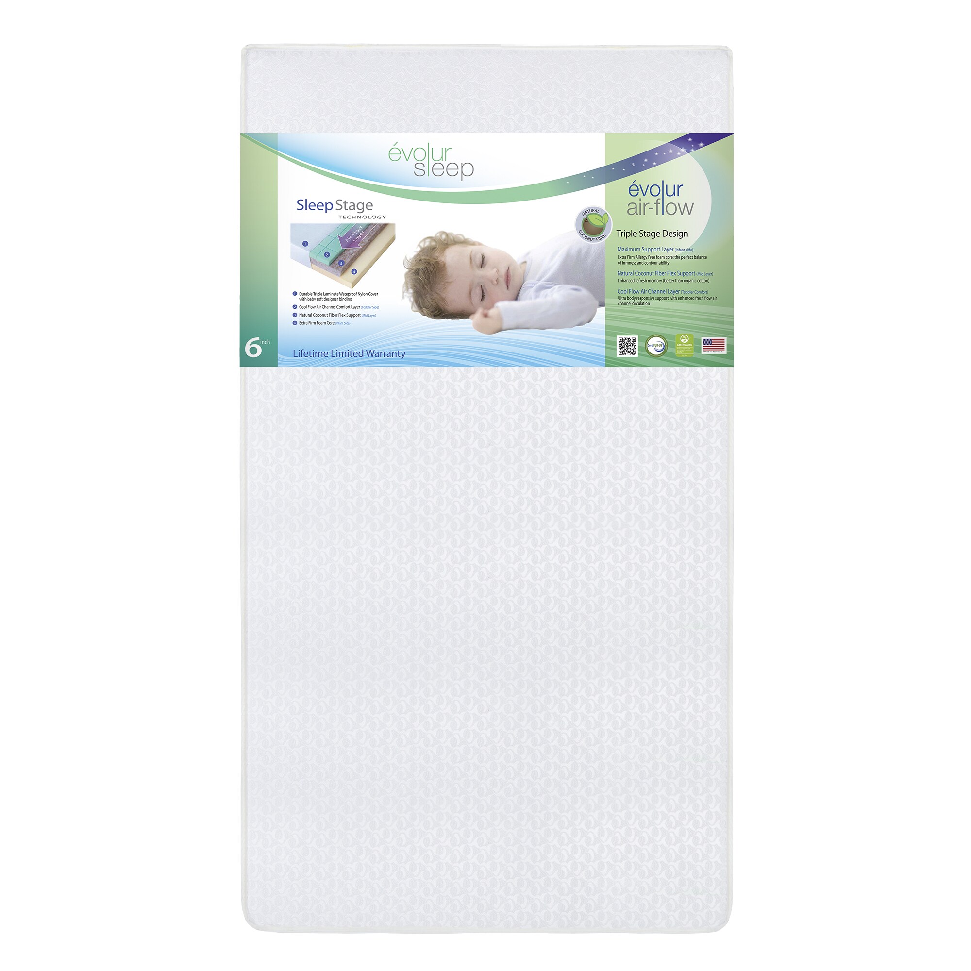 Shop Evolur Sleep Triple Stage Air Flow With Natural Fiber Crib