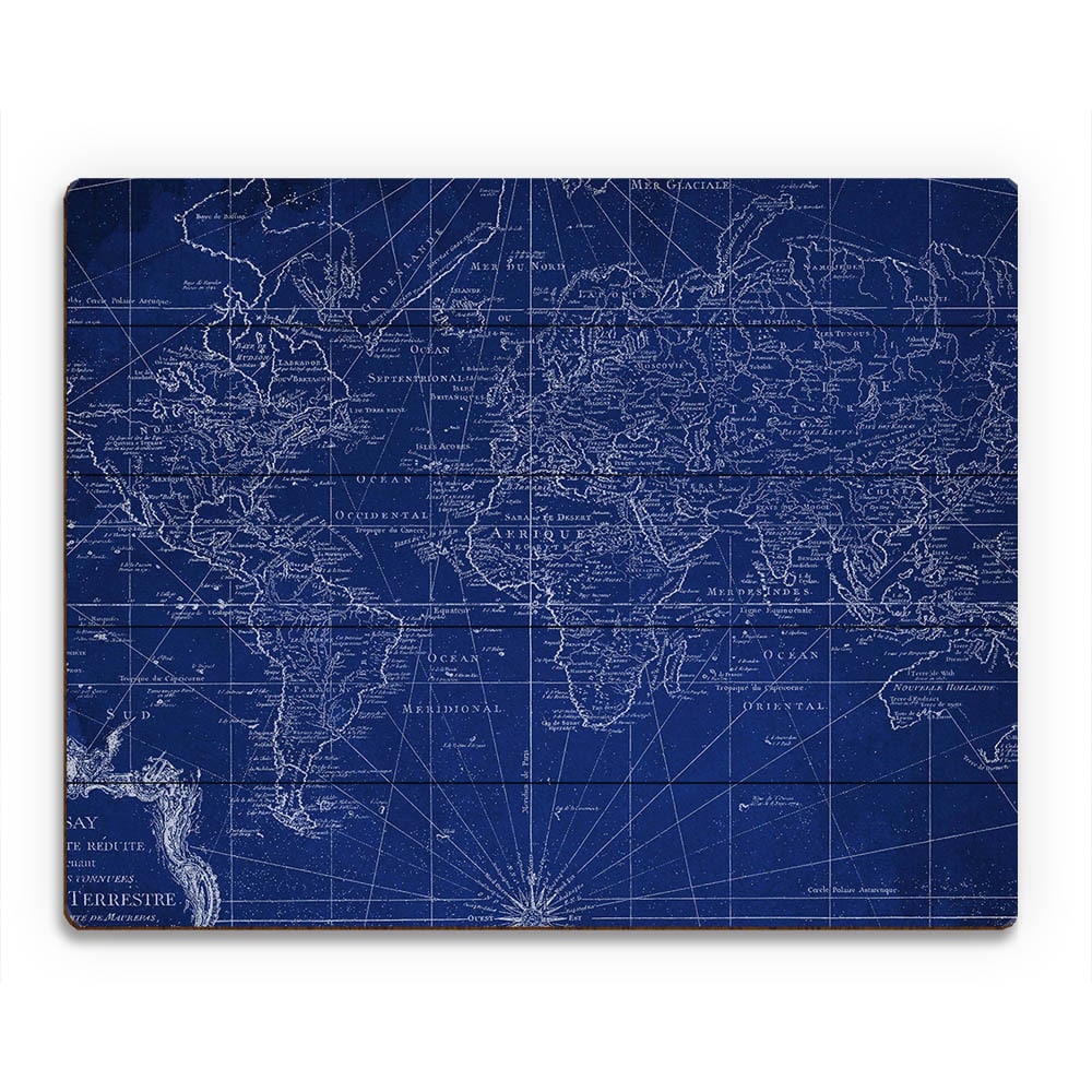 'World Geography Map' Wood Wall Art
