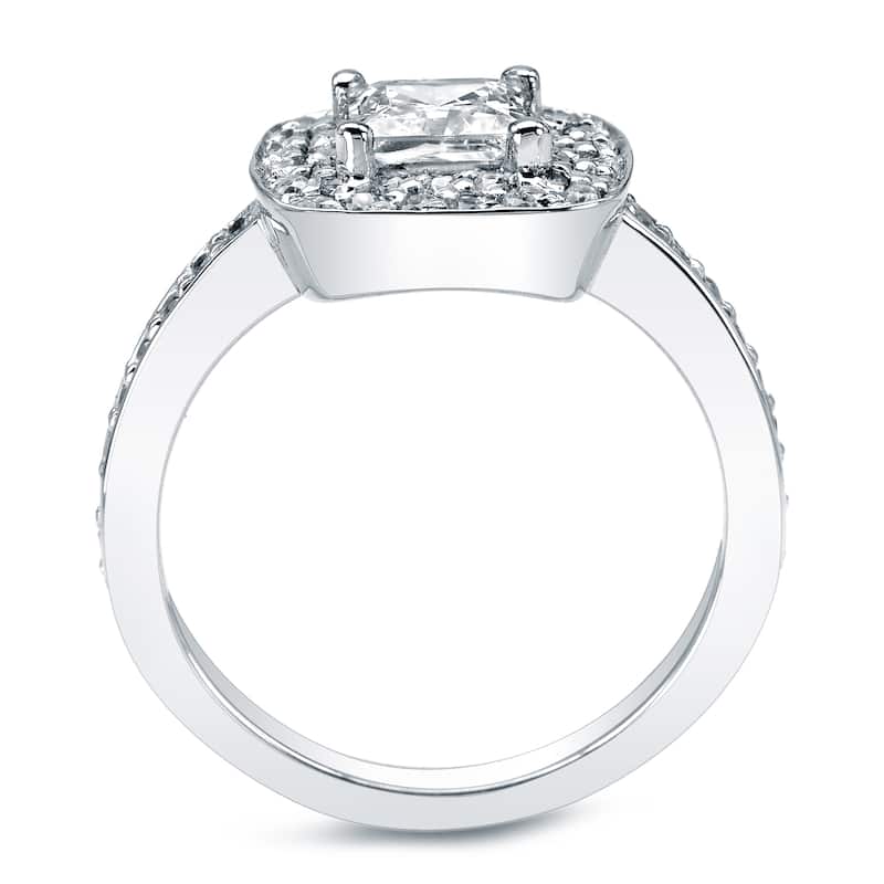 Auriya Platinum 1 1/2ct TDW Princess-Cut Diamond Halo Engagement Ring (H-I, SI1-SI2)