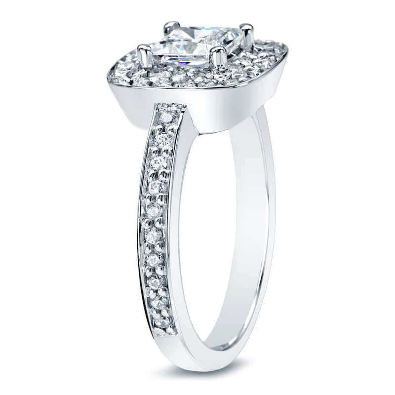 Auriya Platinum 1 1/2ct TDW Princess-Cut Diamond Halo Engagement Ring (H-I, SI1-SI2)