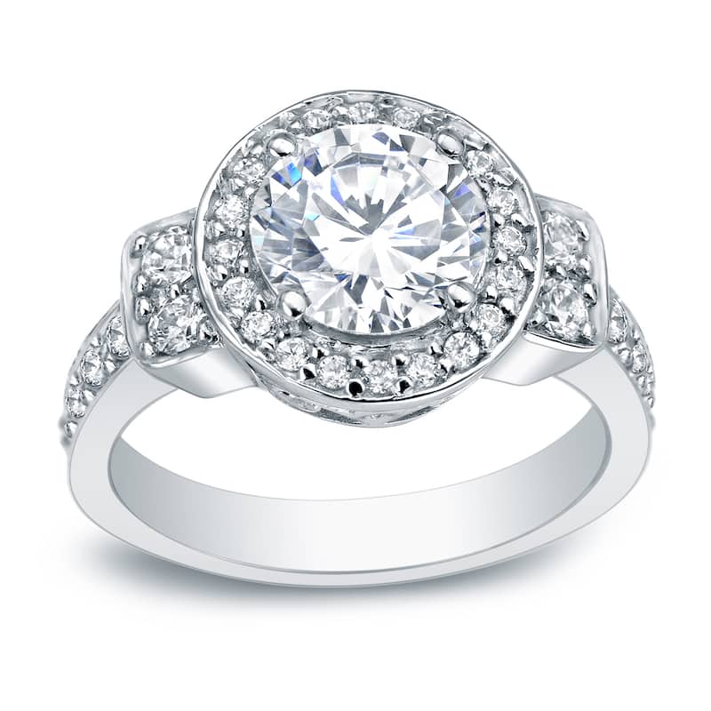 Auriya Platinum 2 3/4 carat TW Round Halo Diamond Engagement Ring