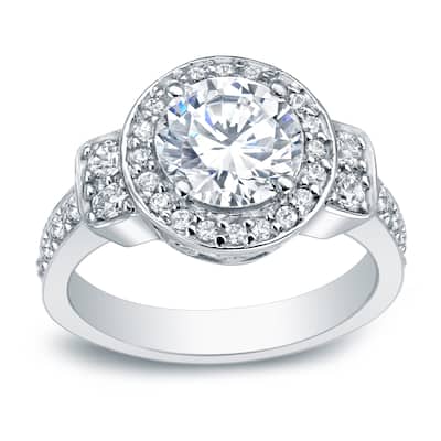Auriya Platinum 2 3/4 carat TW Round Halo Diamond Engagement Ring