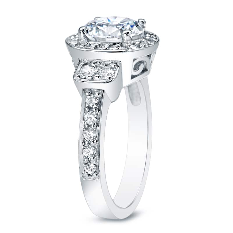 Auriya Platinum 2 3/4 carat TW Round Halo Diamond Engagement Ring