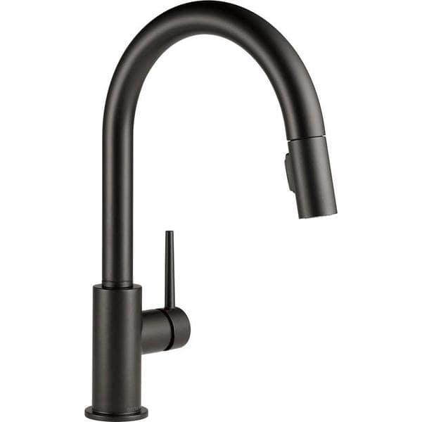 Delta Trinsic Single Handle Pull Down Sprayer Kitchen Faucet In Matte Black Featuring MagnaTite Docking 9159 BL DST E44eeb8f 3598 4af5 Bea8 387e01b5b292 600 ?impolicy=medium