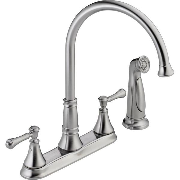 Delta Cassidy Two Handle Kitchen Faucet with Spray 2497LF-AR Arctic