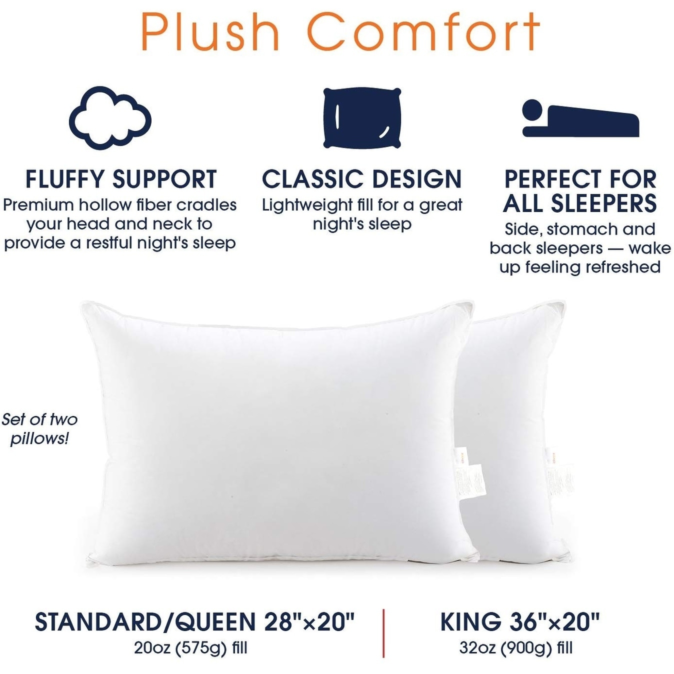 Cheer Collection Set of 4 Standard Size Down Alternative Pillows (20 x 28)