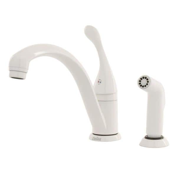 Shop Delta Collins Single Handle Kitchen Faucet With Spray White