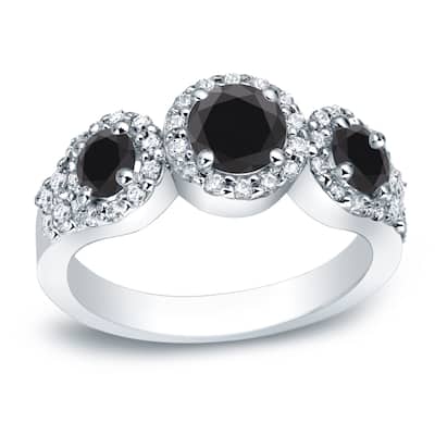 Auriya Platinum 1 1/5ctw 3-stone Black Diamond Engagement Ring