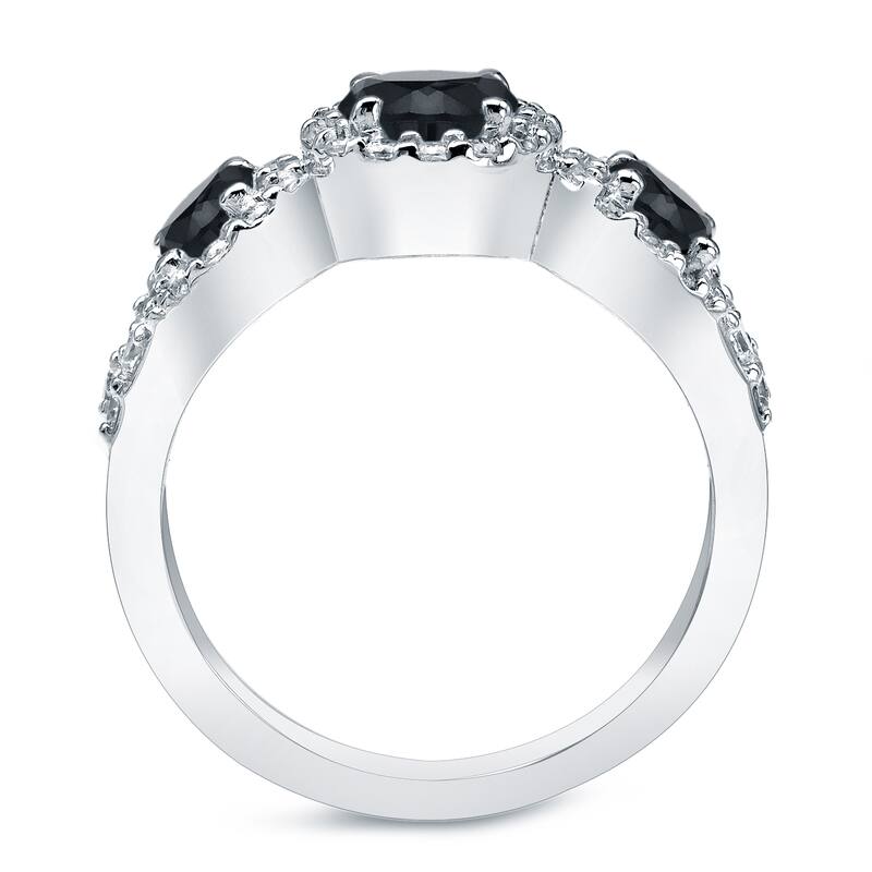 Auriya Platinum 1 1/5ctw 3-stone Black Diamond Engagement Ring