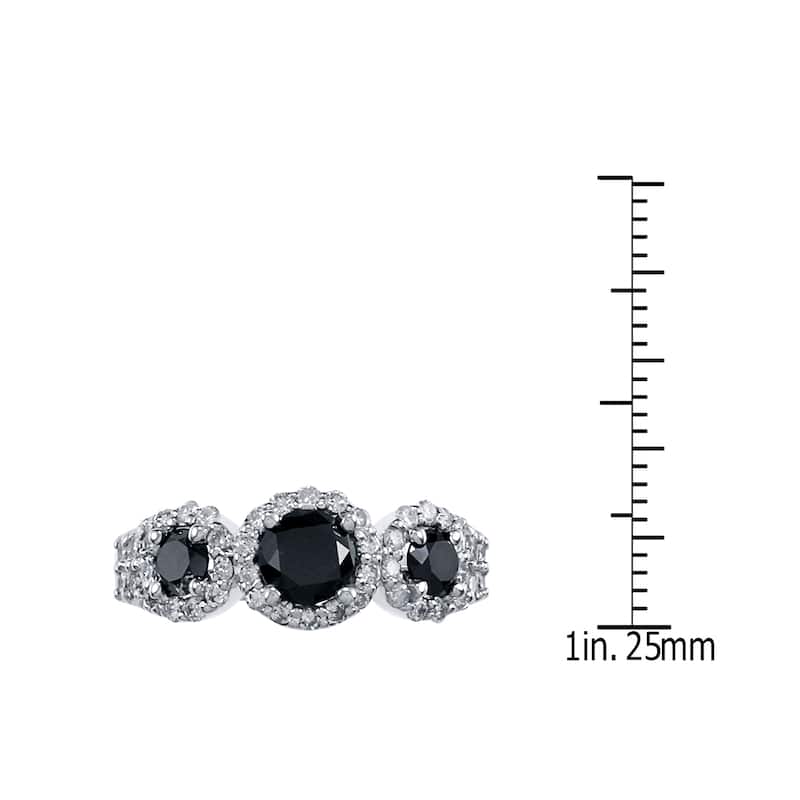 Auriya Platinum 1 1/5ctw 3-stone Black Diamond Engagement Ring