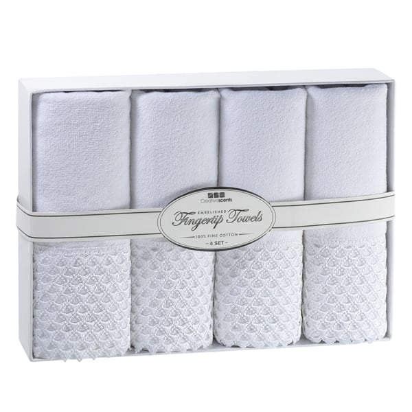 Monogrammed Ivory Fingertip Towels Set of 4 - Bed Bath & Beyond