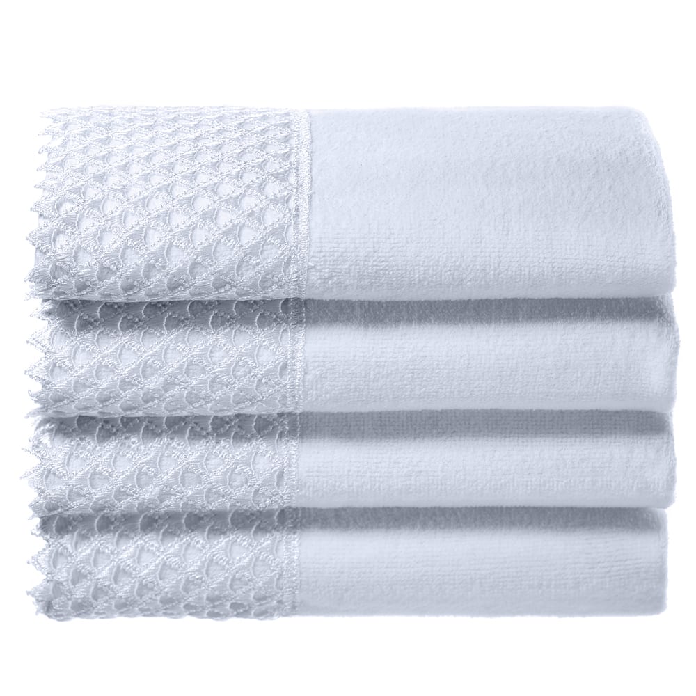 Creative Scents White Embellished Decorative Fingertip Towels - Set of 4