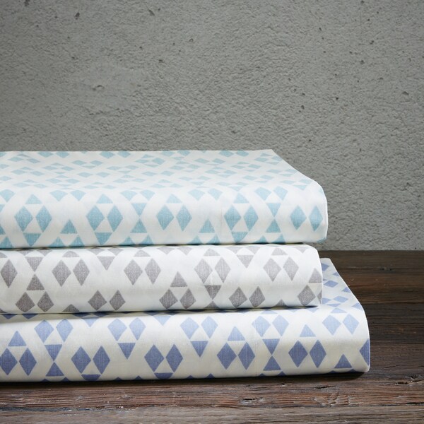 Urban Habitat Diamond Cotton Percale Printed Sheet Set 3-Color Option