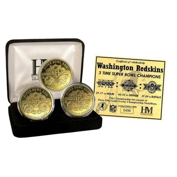 Washington Football Team 3-Time Super Bowl Champions Deluxe Gold