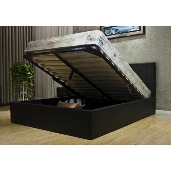 Greatime Leatherette Hidden Storage Bed