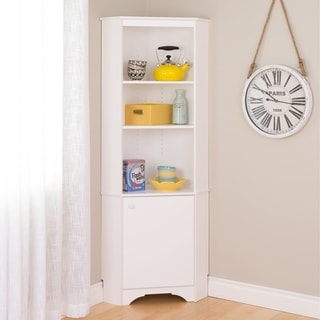 Prepac Elite Winslow White Tall 1-Door Corner Storage Cabinet