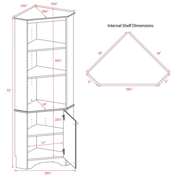 Prepac Elite Winslow White Tall 1-Door Corner Storage Cabinet