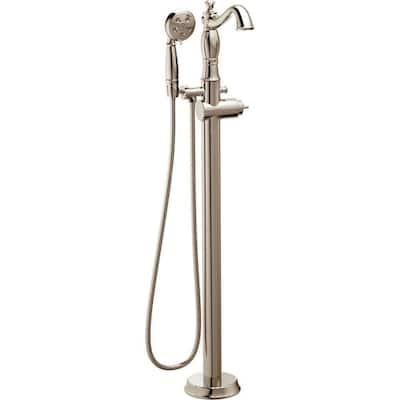Delta Cassidy 1-Handle Floor-Mount Roman Tub Faucet Trim Kit in Polished Nickel (Valve Not Included)