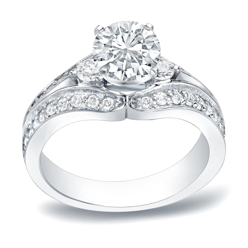 Auriya Platinum 1 1/4ct TDW Round 3-Stone Diamond Engagement Ring