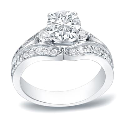 Auriya Platinum 1 1/4ct TDW Round 3-Stone Diamond Engagement Ring