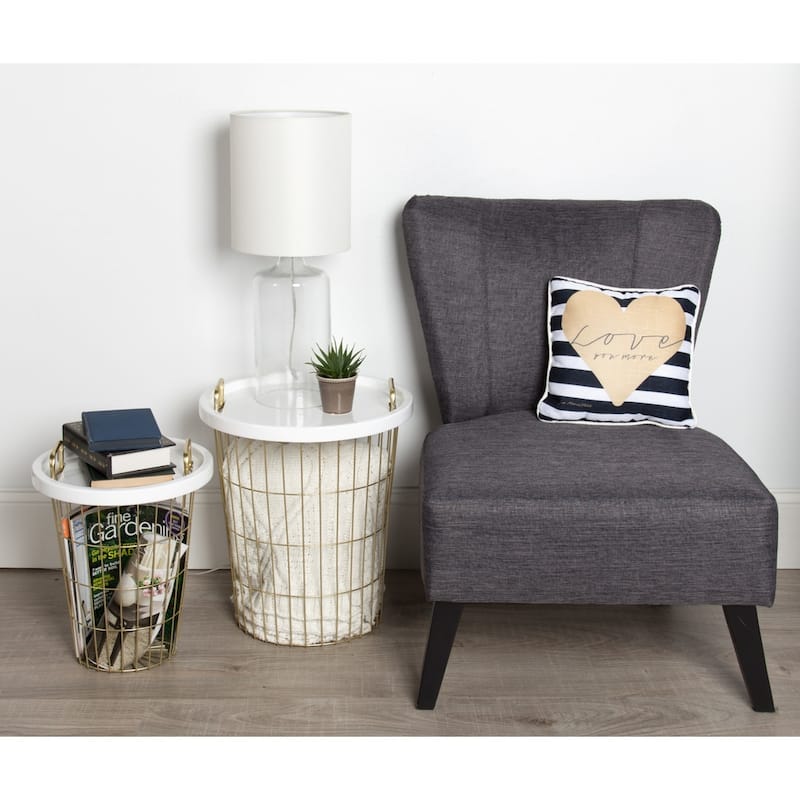Carbon Loft Brown Metal/ Wood Tray Nesting Accent Tables
