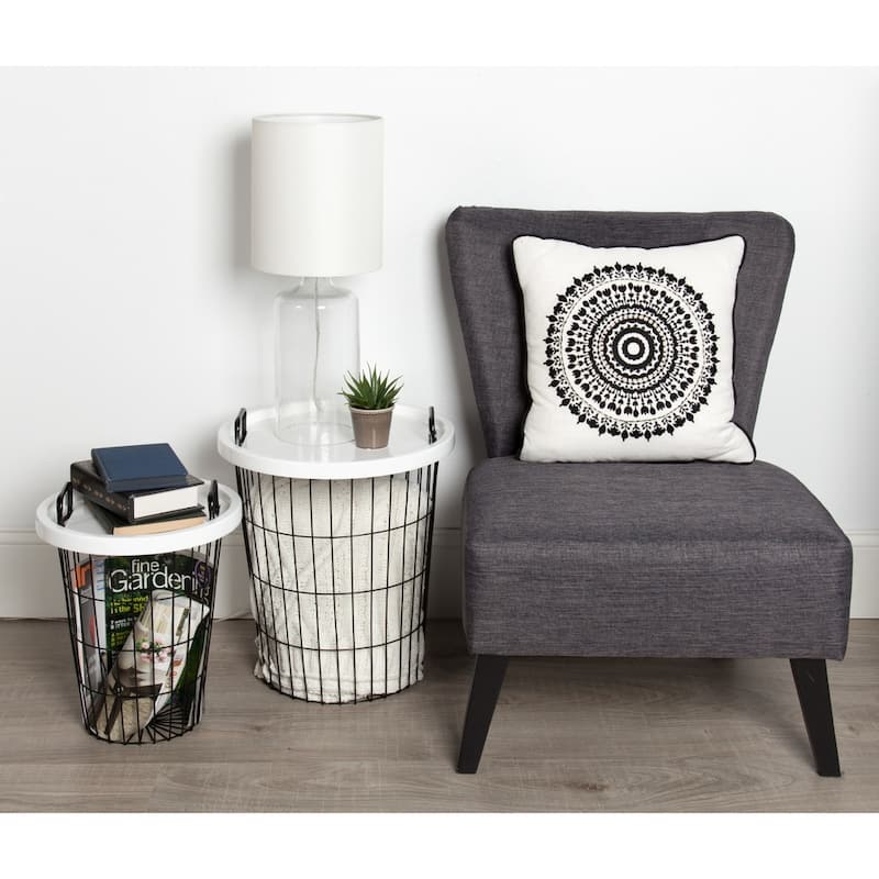 Carbon Loft Brown Metal/ Wood Tray Nesting Accent Tables